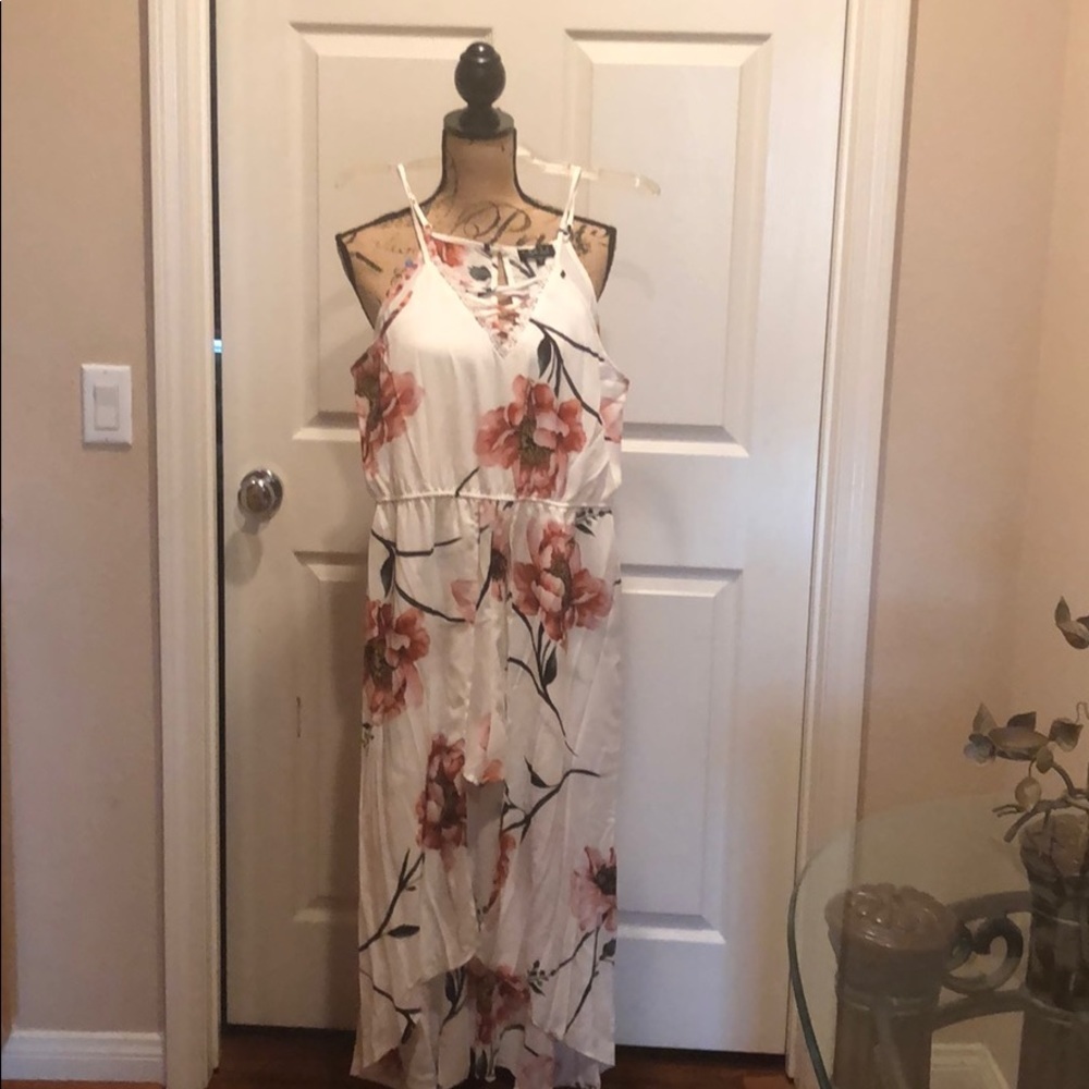 White floral print maxi Romper